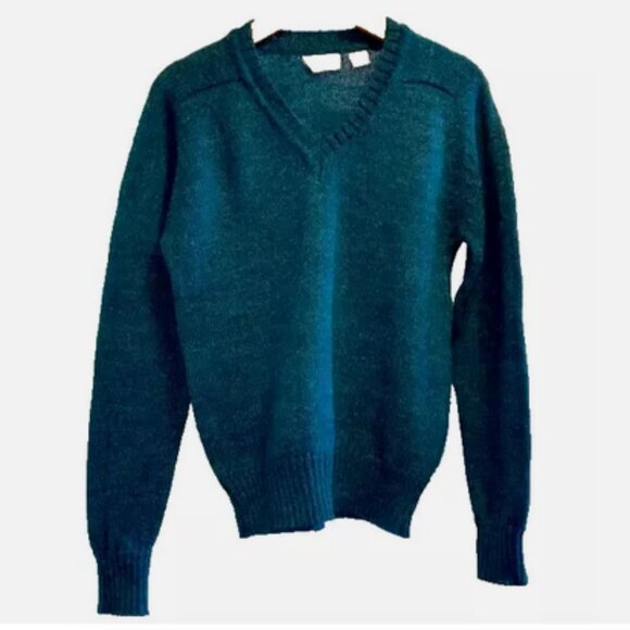 Vintage Mens Sweater Medium Gary Reed Teal Acrylic - Picture 1 of 7